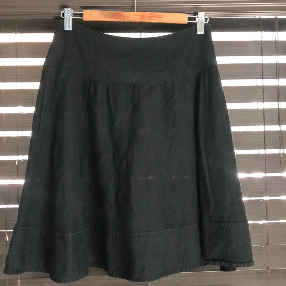 Black Linen Swing Skirt